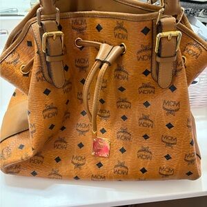 Authentic MCM Cognac Monogram Shoulder Bag